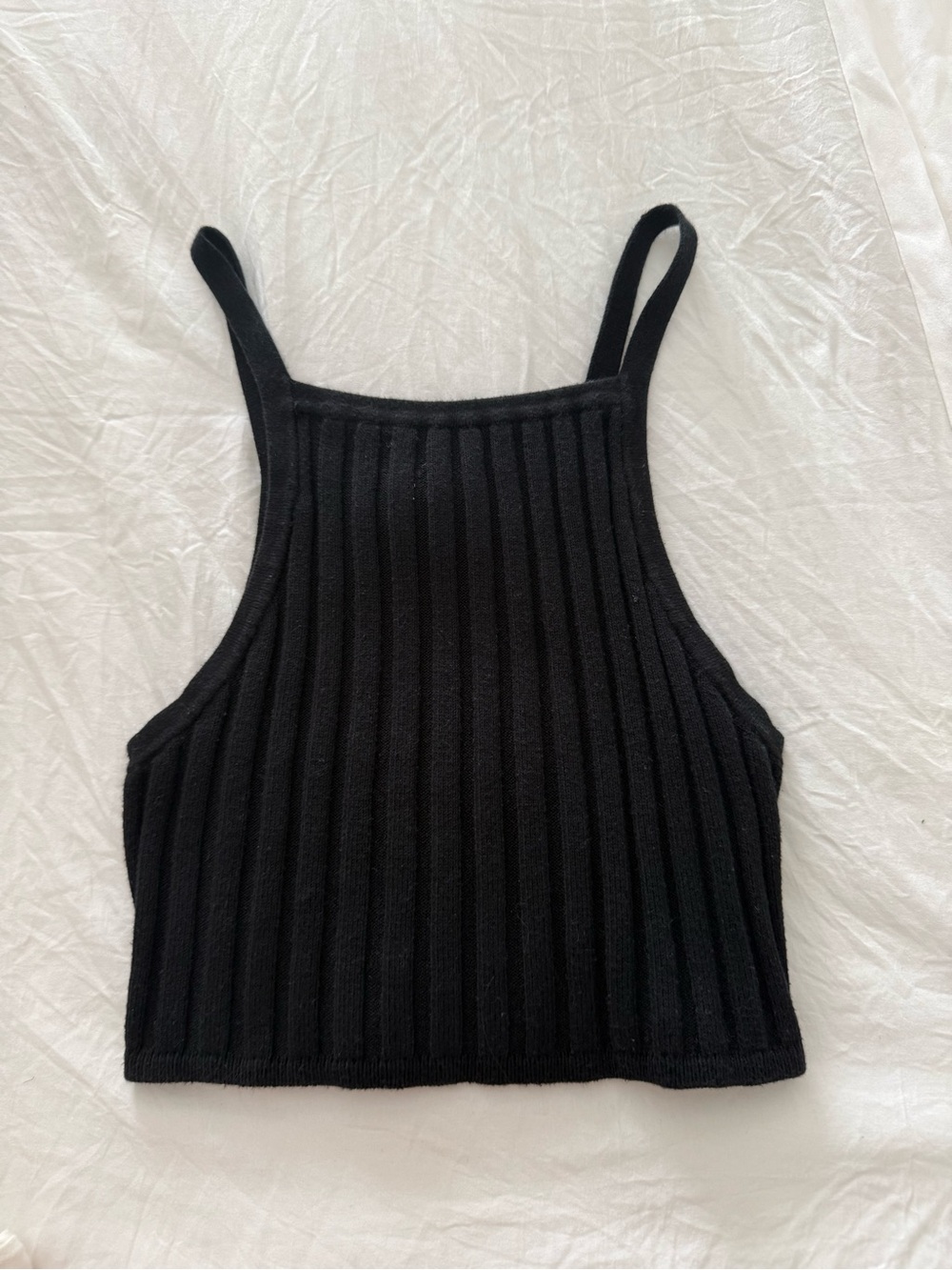 Aritzia Black Ribbed Knit Crop Tank